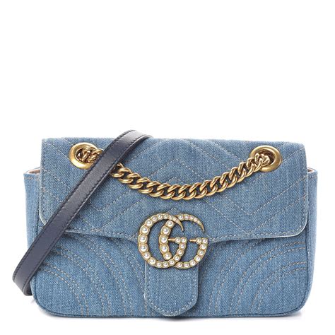 gucci denien pearl handbag